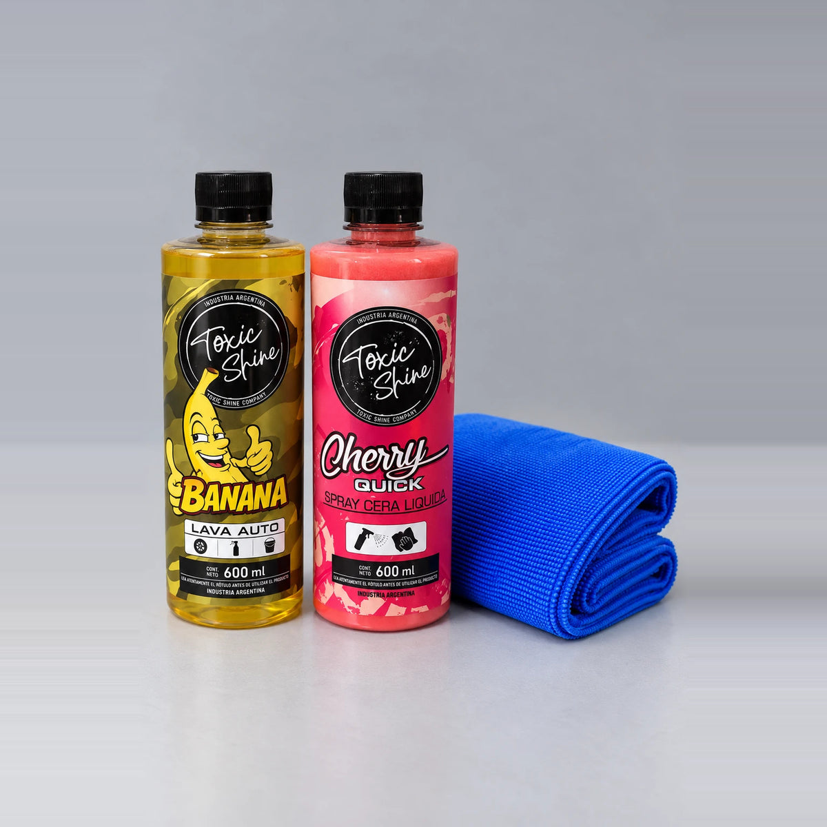 Combo Starter Vayron: Banana Shampoo, Cera Cherry Quick y microfibra azul